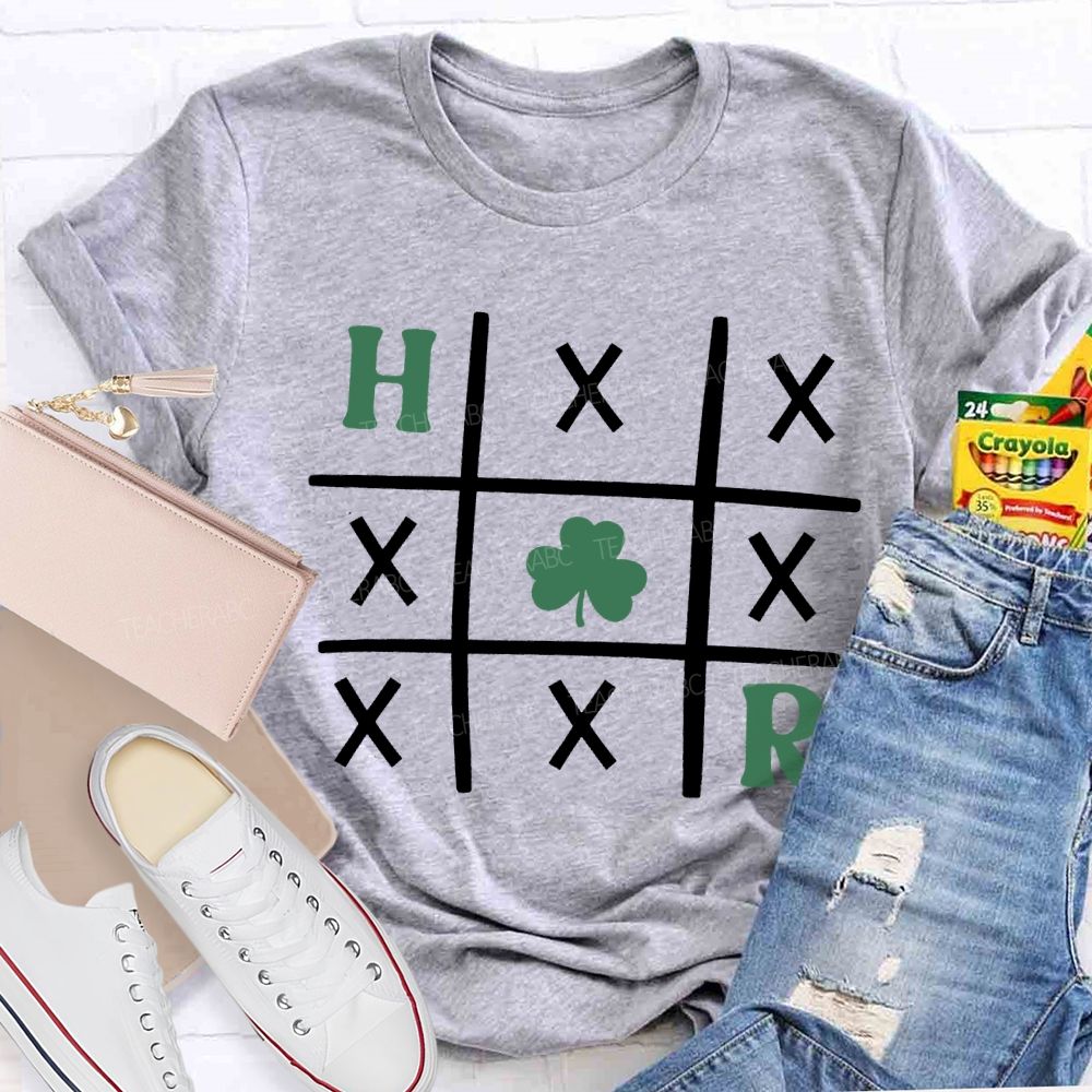Shamrock Tic Tac Toe St. Patrick's Day Teacher T-shirt