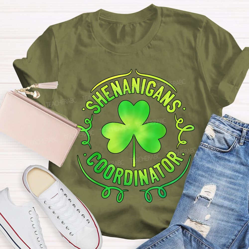Shenanigans Coordinator Lucky Clover Teacher T-shirt