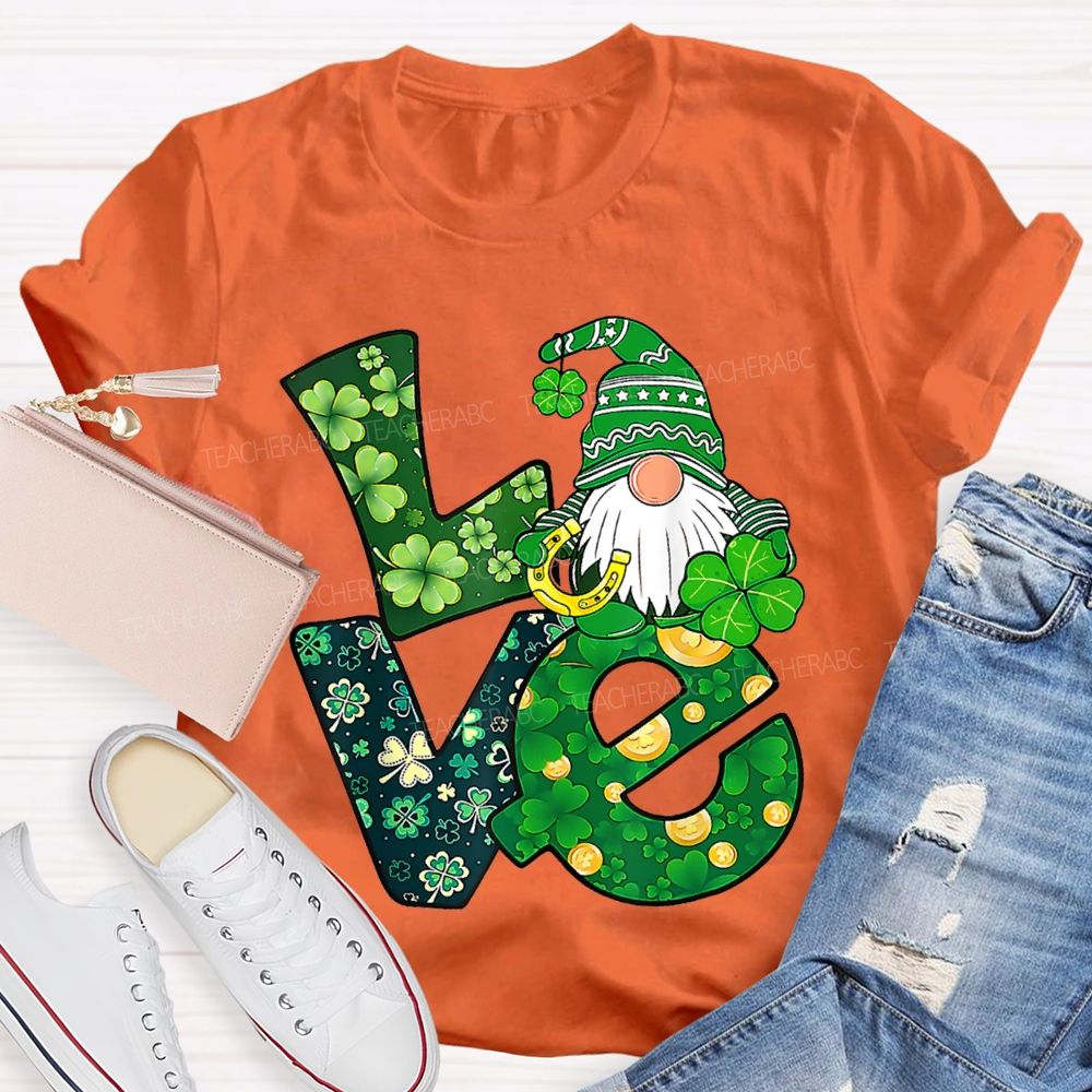 Love Lucky Four-Leaf Clover Fonts And Dwarves Teacher T-shirt