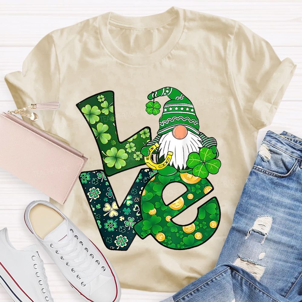 Love Lucky Four-Leaf Clover Fonts And Dwarves Teacher T-shirt