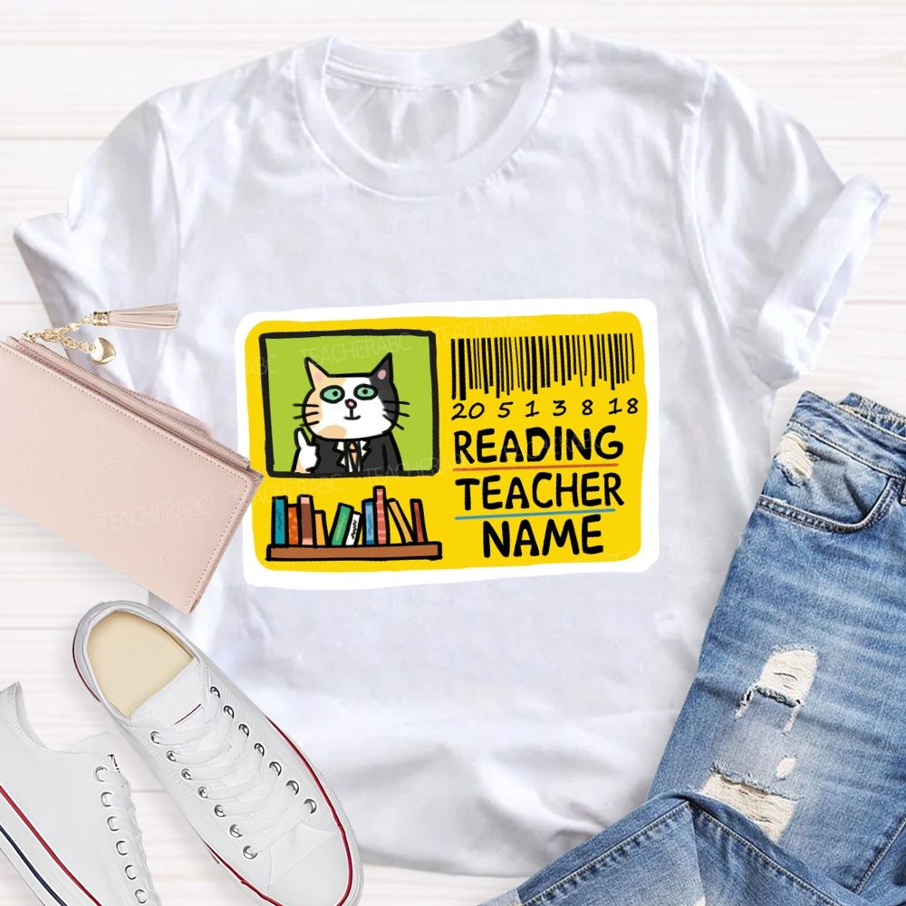 Personalized Reading Teacher Name Book Card Teacher T-shirt