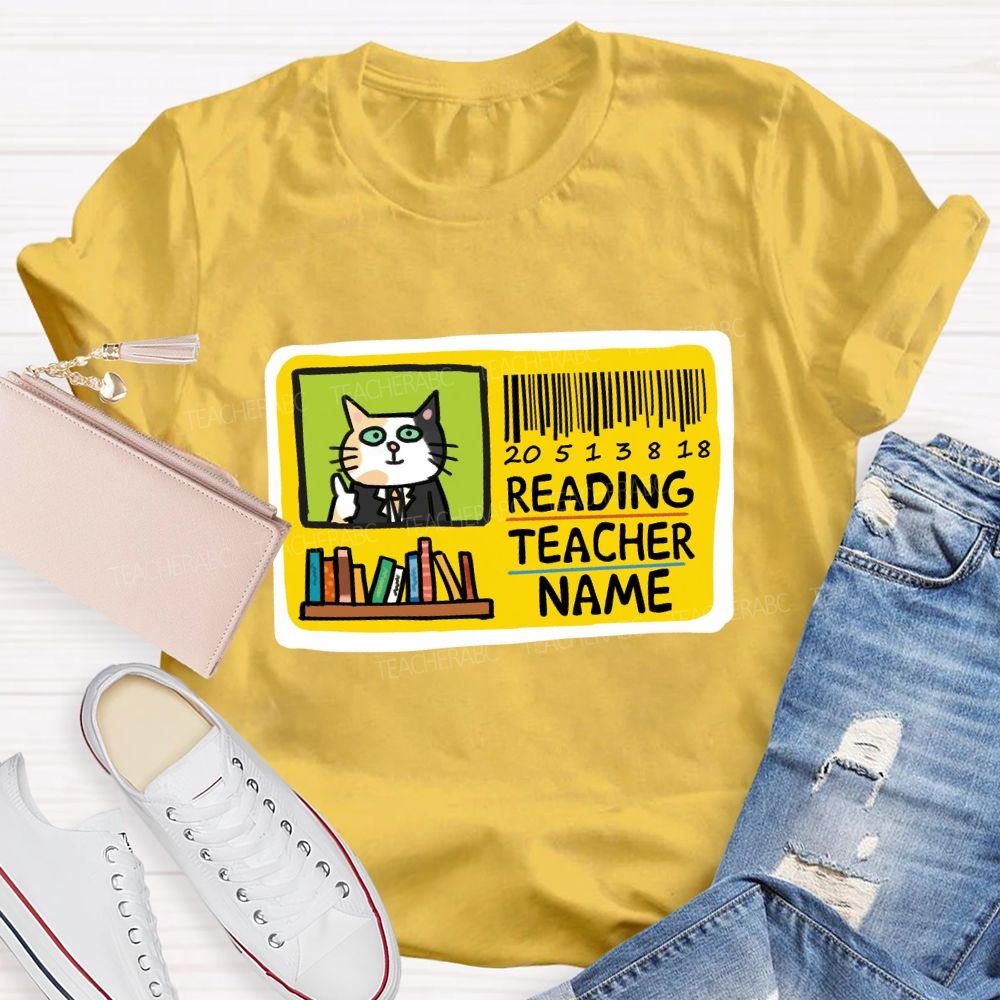 Personalized Reading Teacher Name Book Card Teacher T-shirt