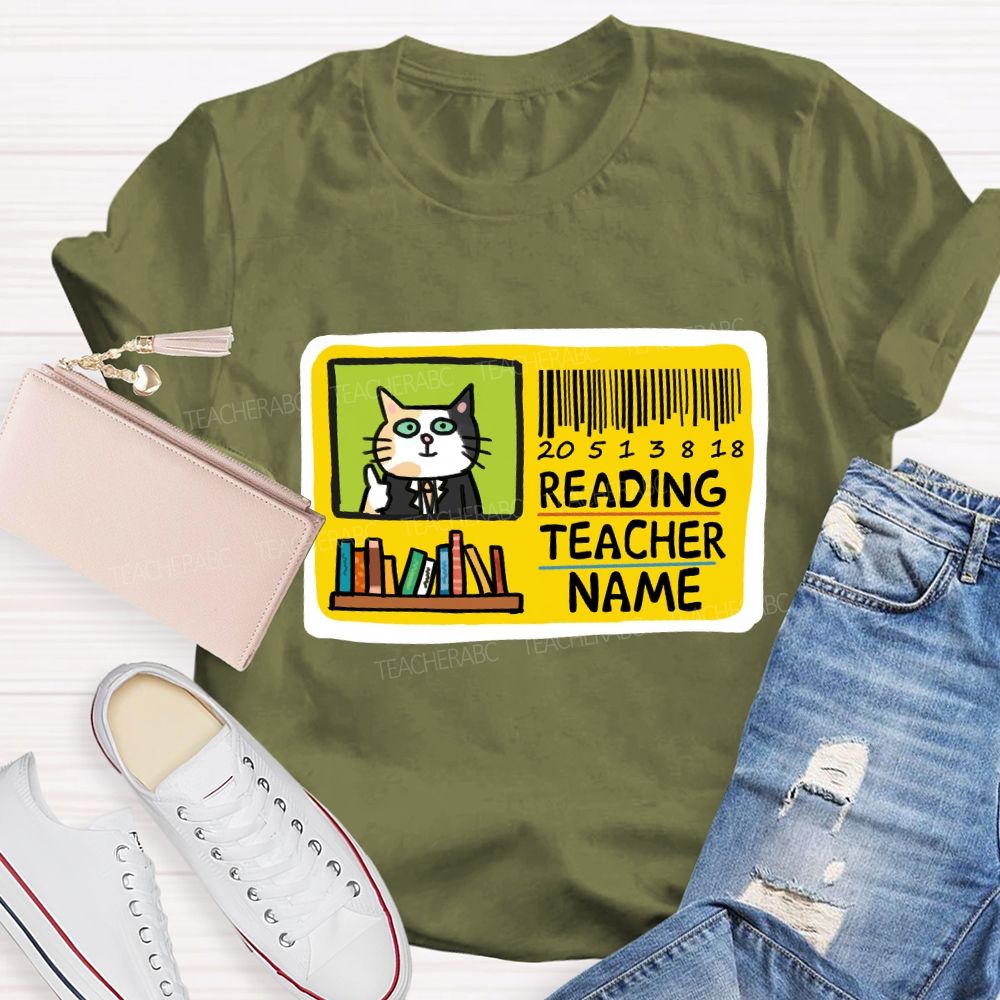 Personalized Reading Teacher Name Book Card Teacher T-shirt