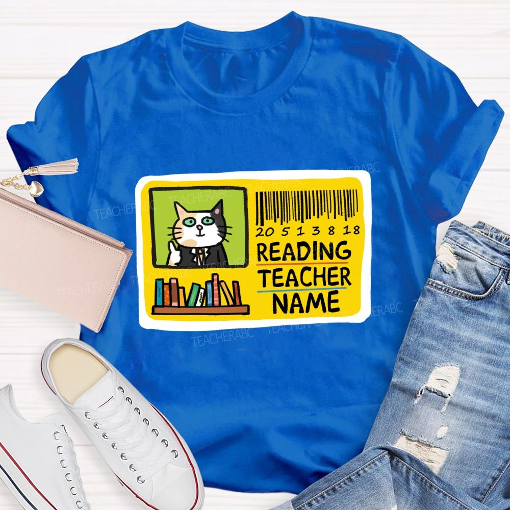 Personalized Reading Teacher Name Book Card Teacher T-shirt