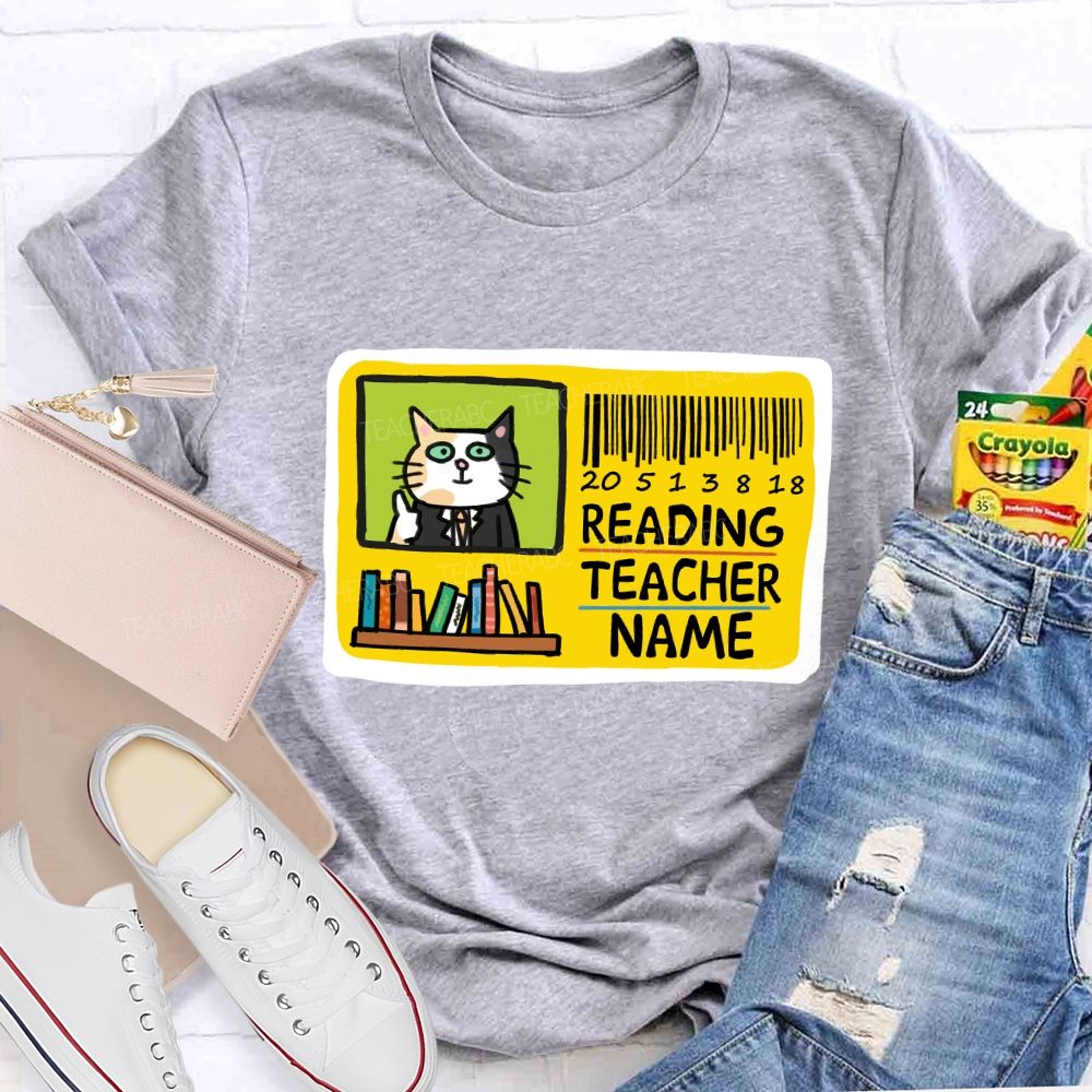 Personalized Reading Teacher Name Book Card Teacher T-shirt