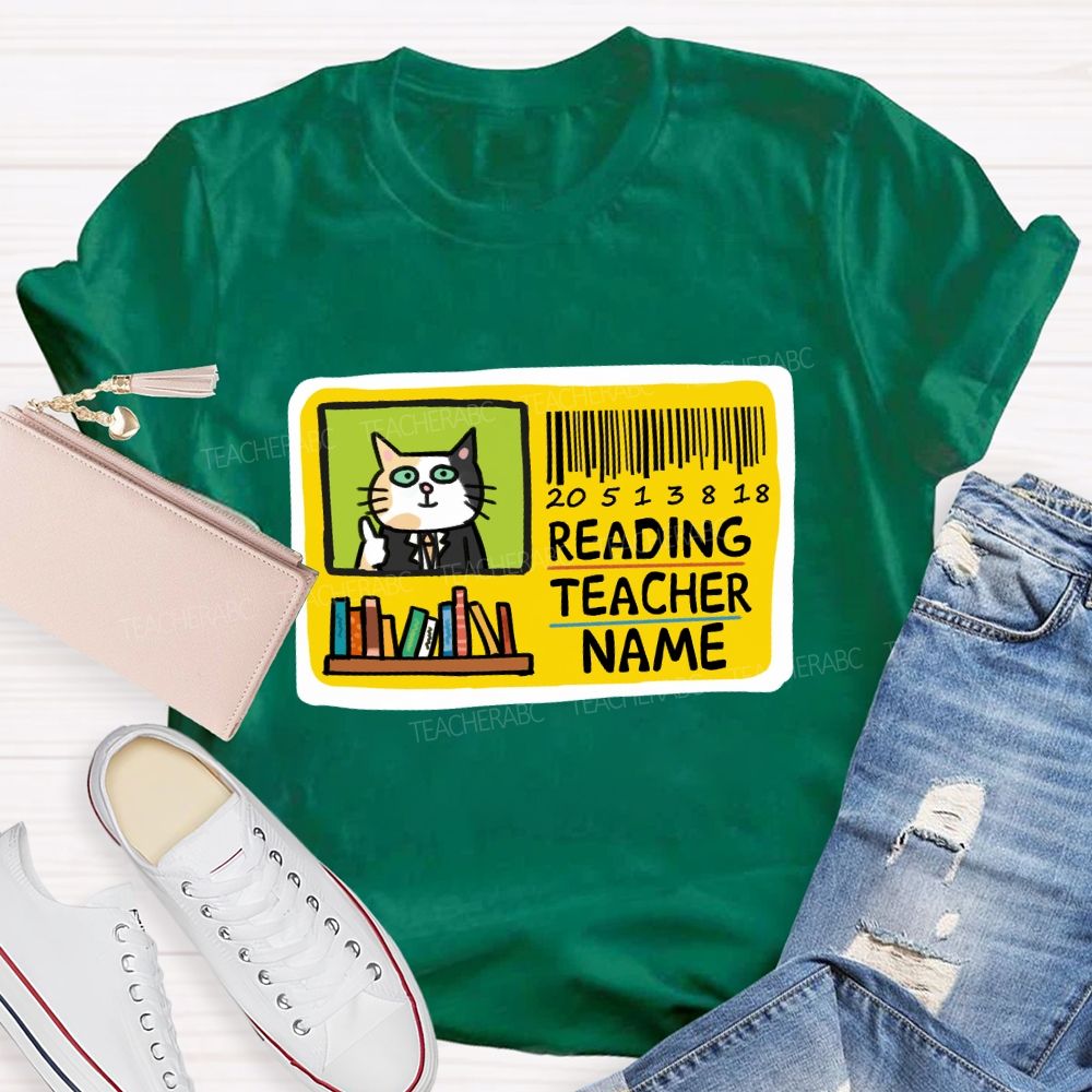 Personalized Reading Teacher Name Book Card Teacher T-shirt