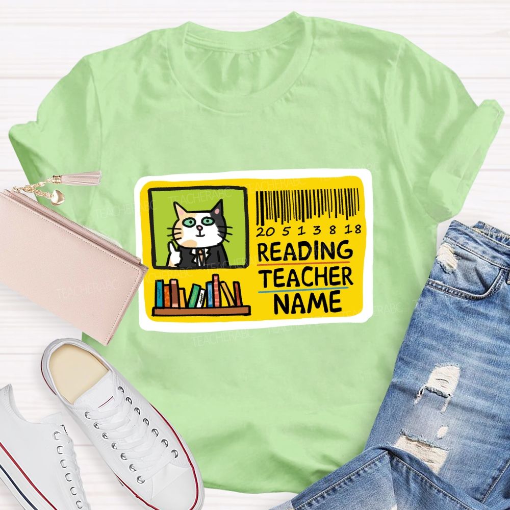 Personalized Reading Teacher Name Book Card Teacher T-shirt