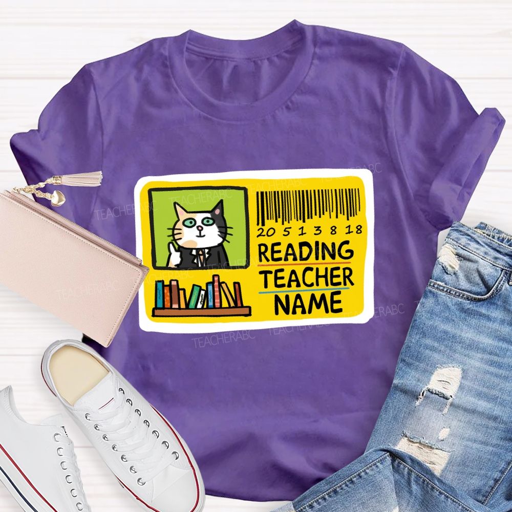 Personalized Reading Teacher Name Book Card Teacher T-shirt