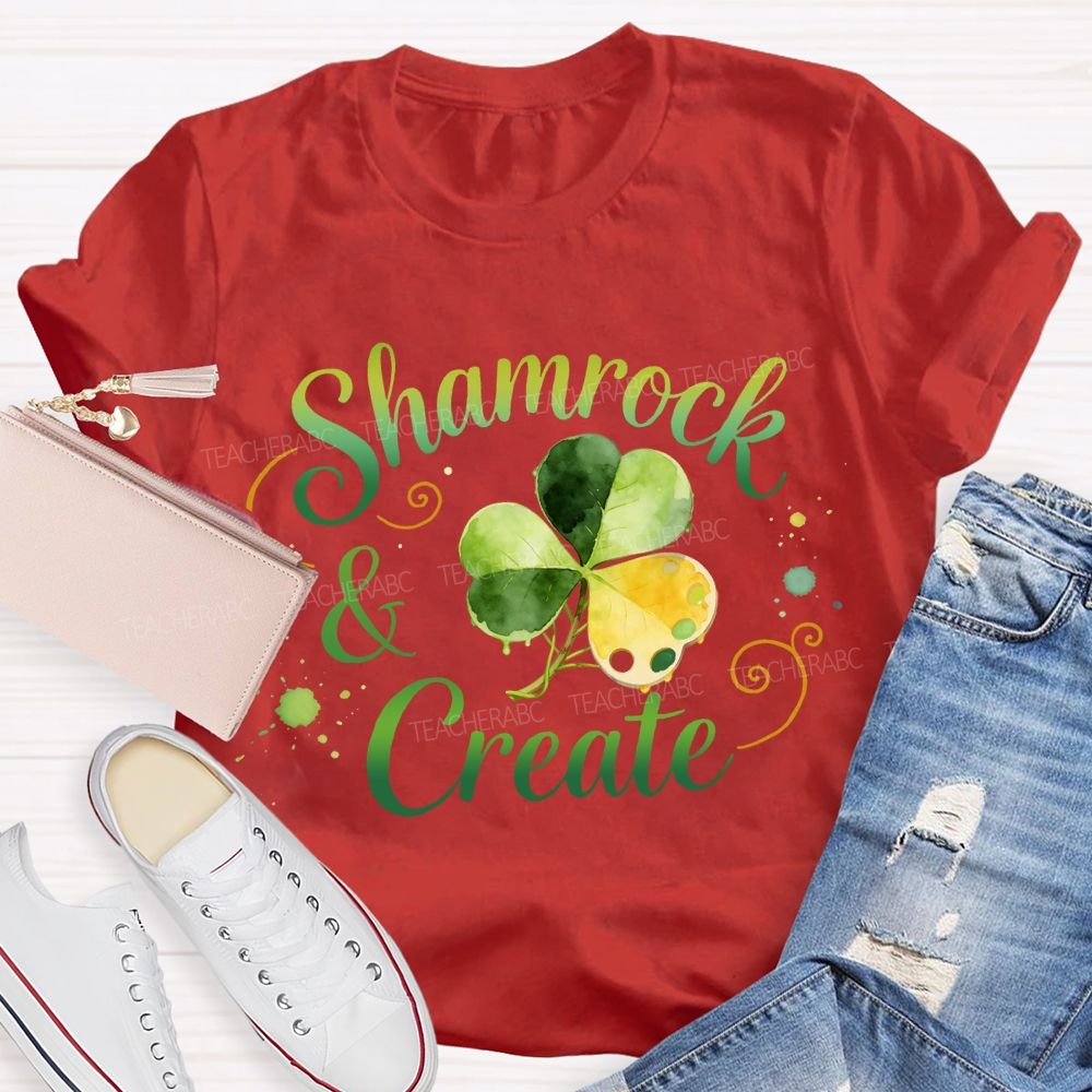 Shamrock Create Art Teacher T-Shirt