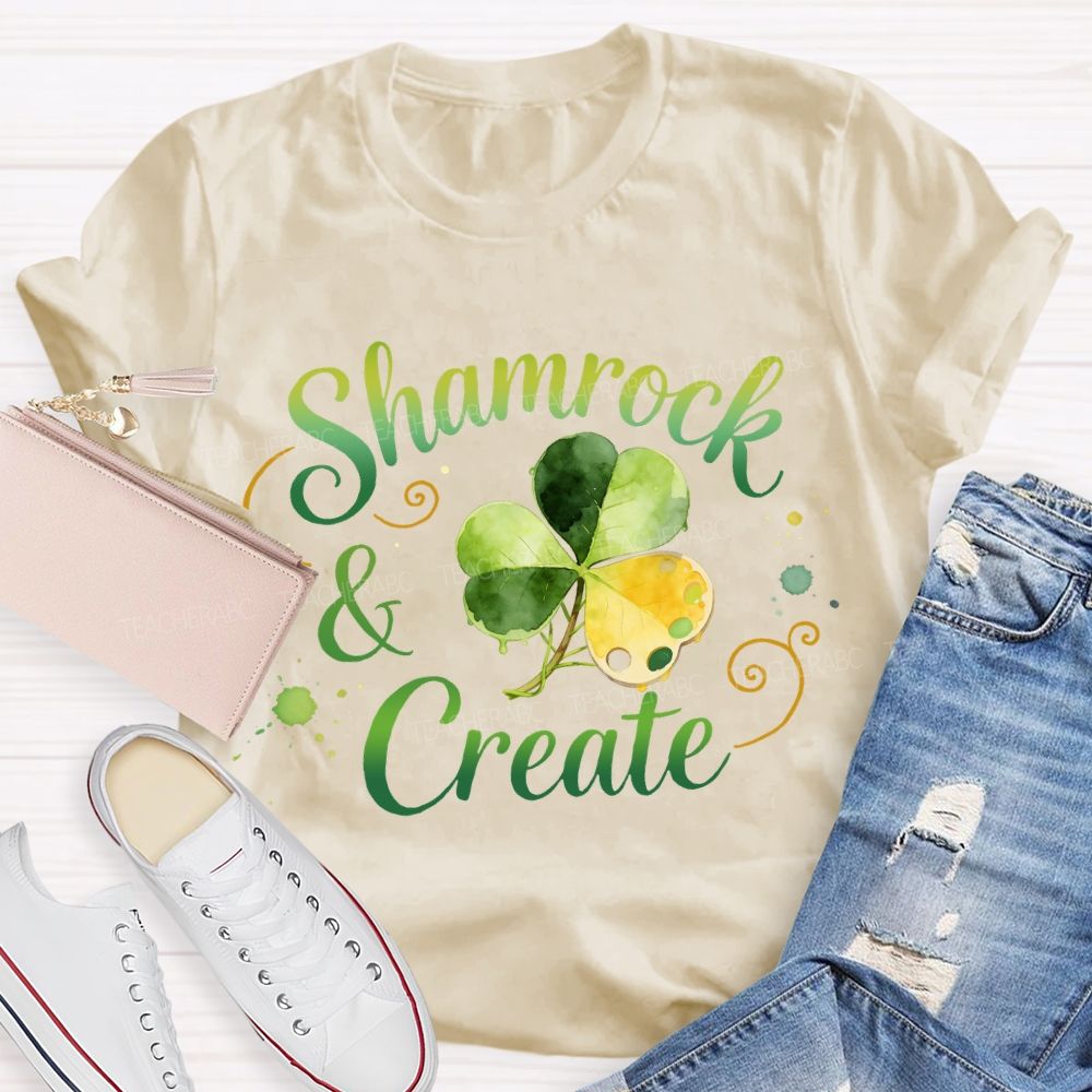 Shamrock Create Art Teacher T-Shirt