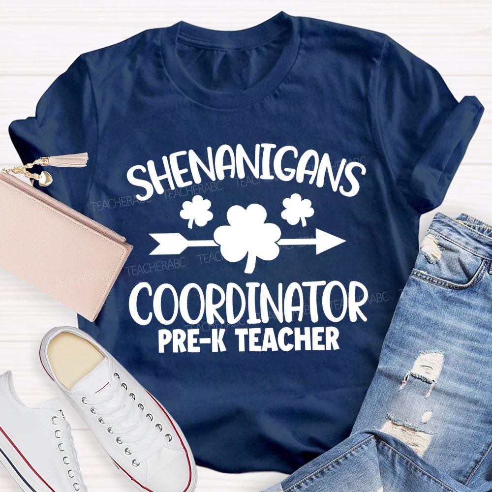 Personalized Grade Shenanigans Coordinator Lucky Clover Teacher T-shirt