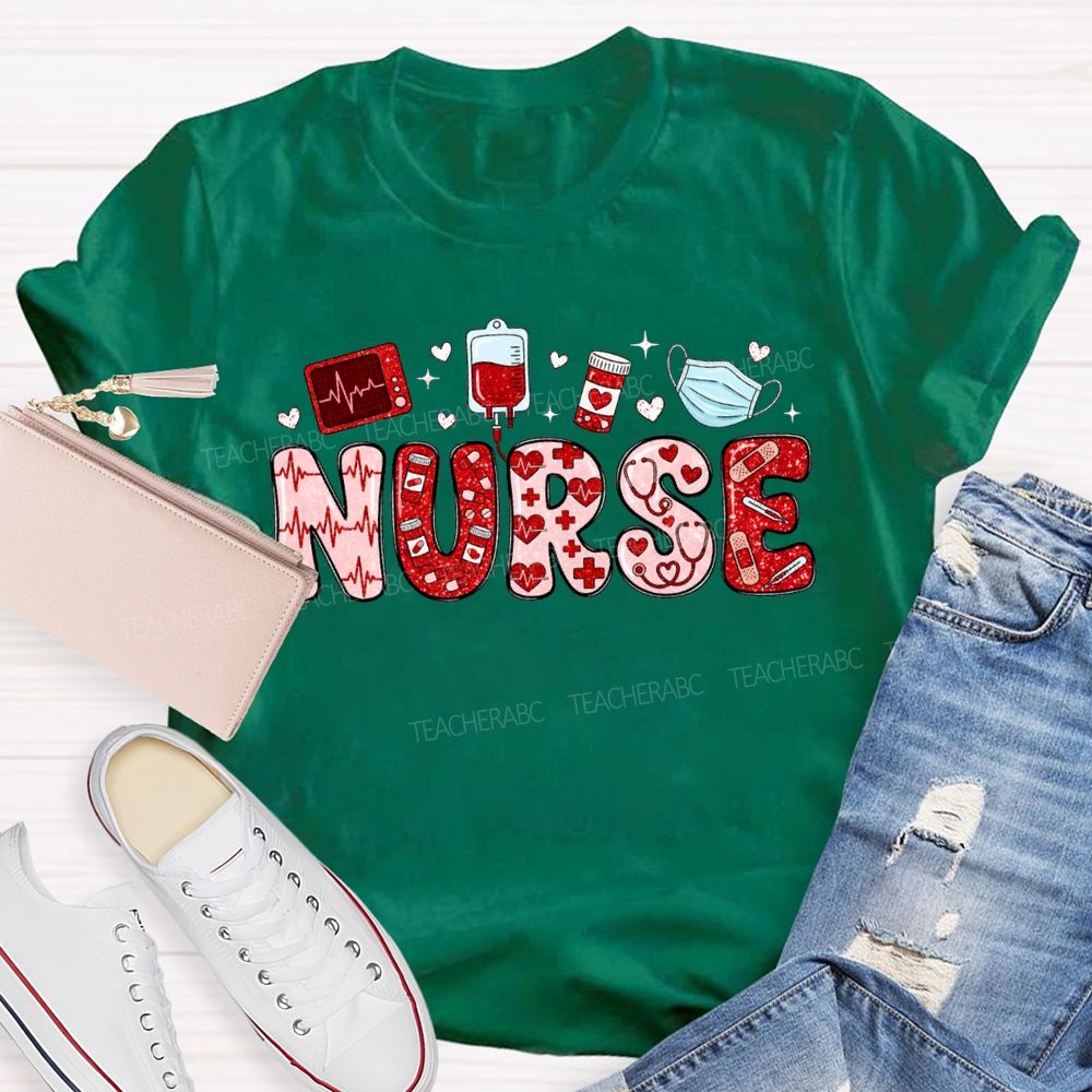 School Nurse Heart-Shaped Font For Valentine'S Day T-shirt