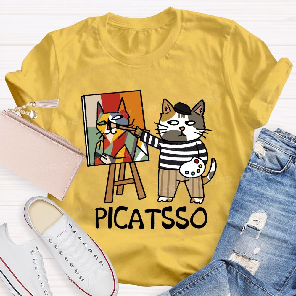 Cat Painter Picatsso Art Teacher T-Shirt
