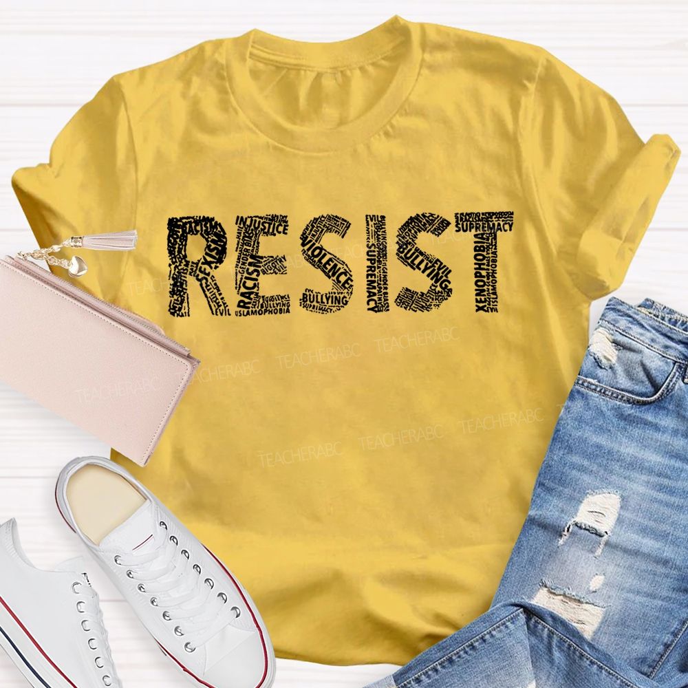 Resist Empowered Women Vintage Style Font T-shirt