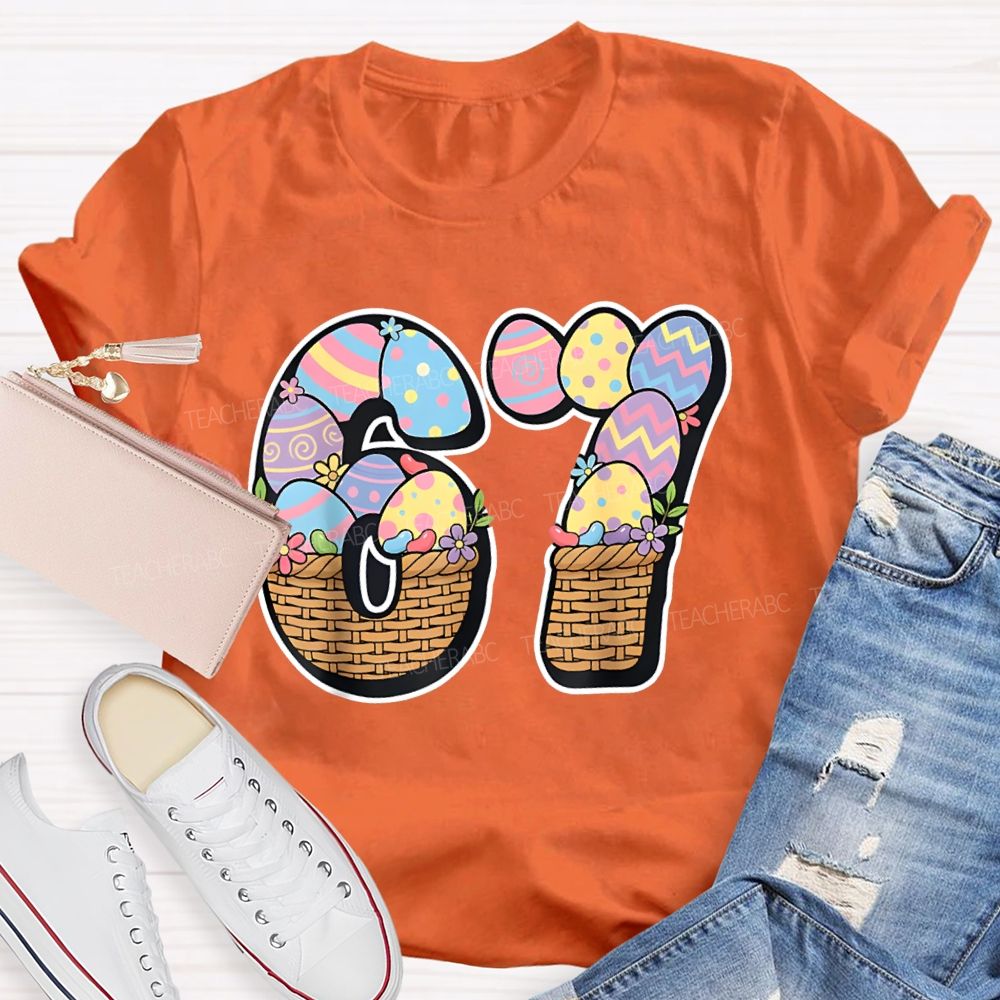 Numbers 6 And 7 Flower Basket Fonts Math Teacher T-shirt