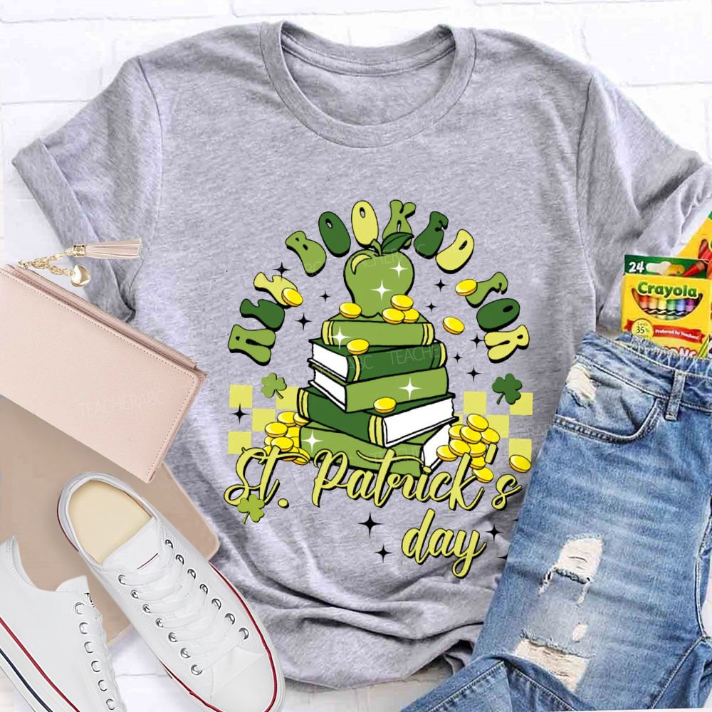 All Books For St Patrick'S Day Apples And Clover Teacher T-shirt