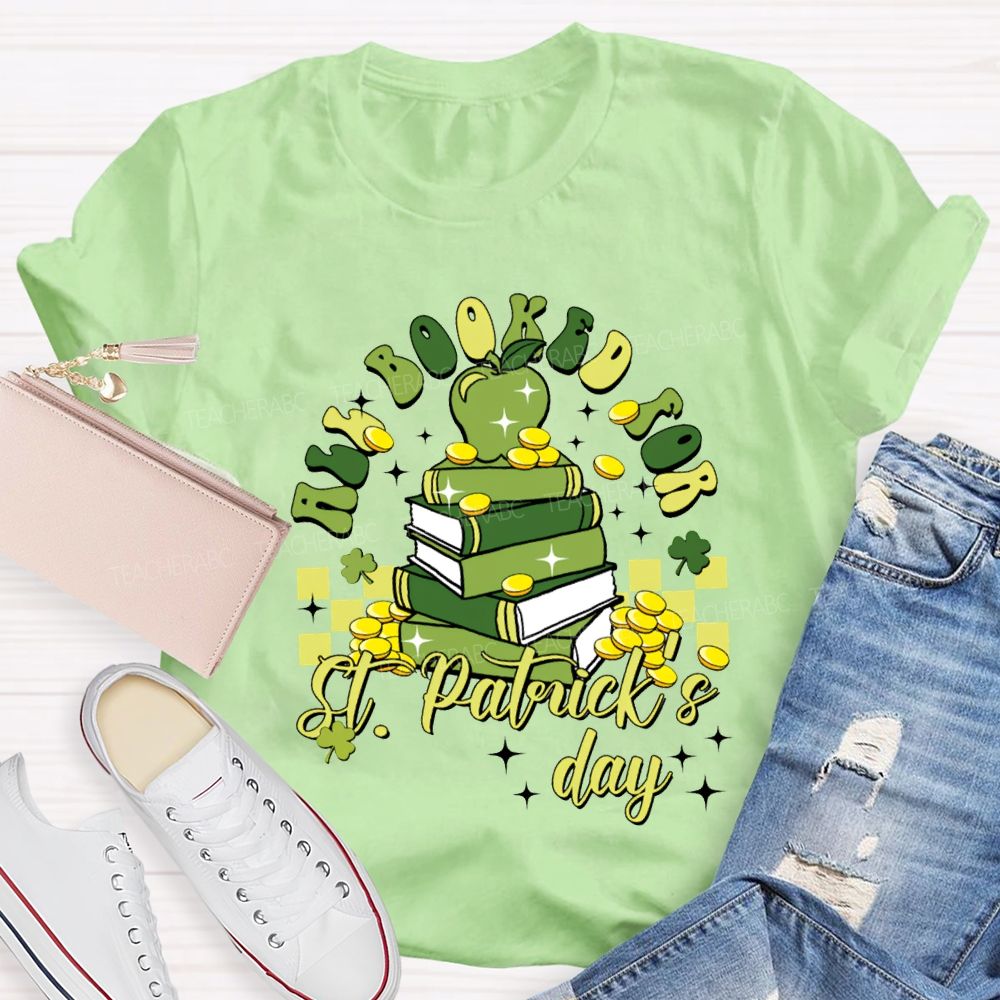 All Books For St Patrick'S Day Apples And Clover Teacher T-shirt
