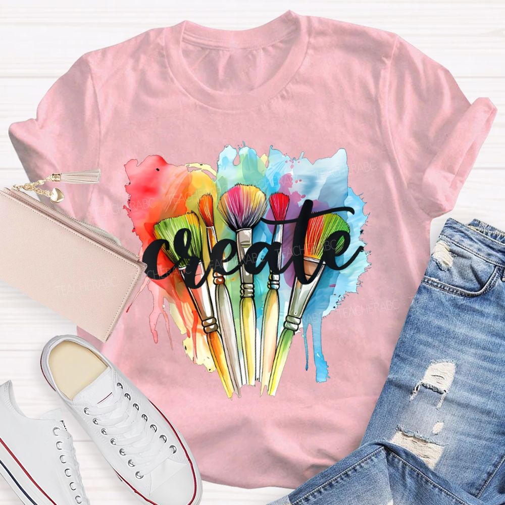 Create Colorful Tie-Dye Prints And Paintbrushes Art Teacher T-shirt