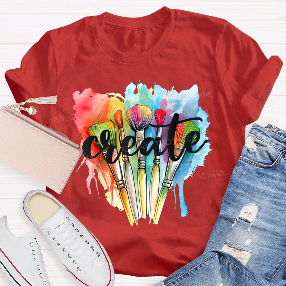 Create Colorful Tie-Dye Prints And Paintbrushes Art Teacher T-shirt