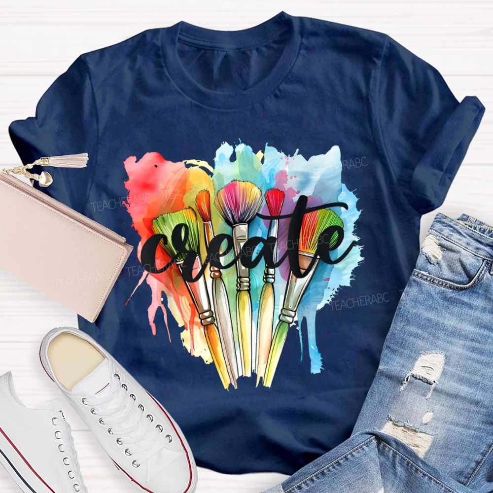 Create Colorful Tie-Dye Prints And Paintbrushes Art Teacher T-shirt