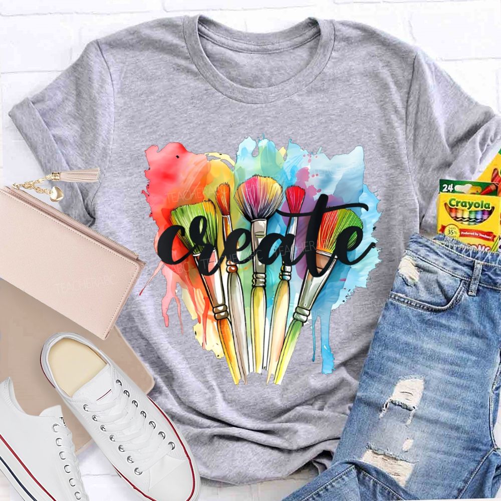 Create Colorful Tie-Dye Prints And Paintbrushes Art Teacher T-shirt
