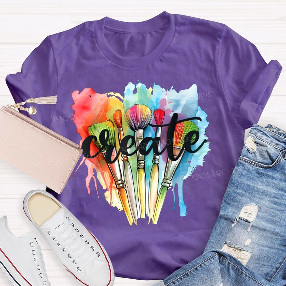 Create Colorful Tie-Dye Prints And Paintbrushes Art Teacher T-shirt