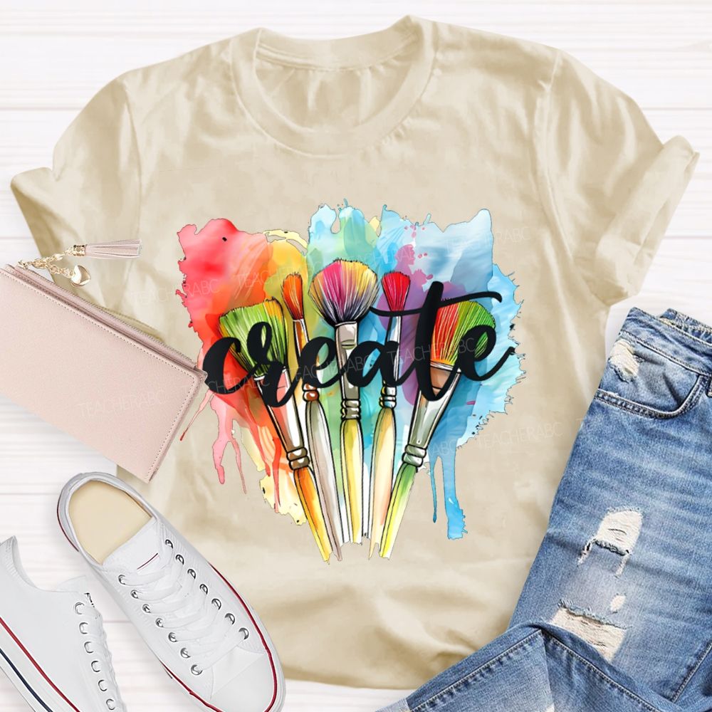 Create Colorful Tie-Dye Prints And Paintbrushes Art Teacher T-shirt