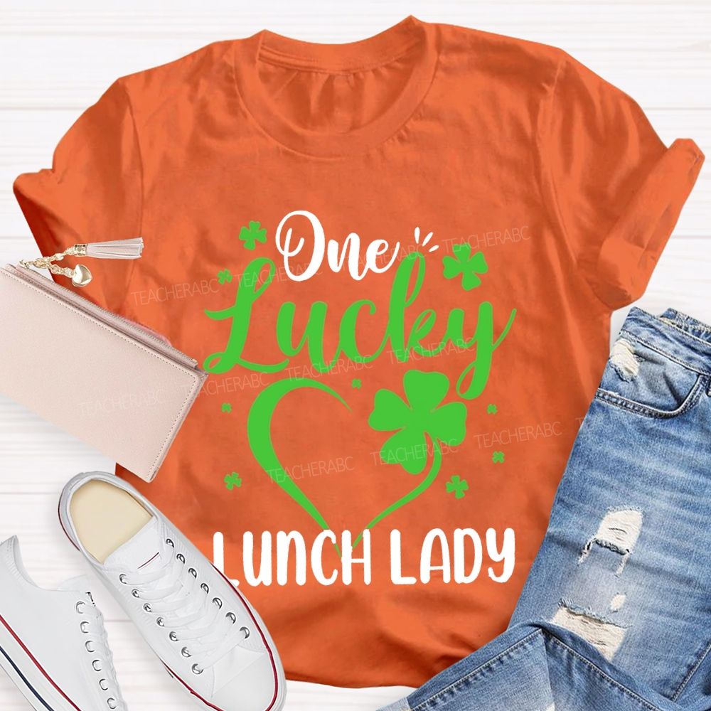 One Lucky Lunch Lady Hearts And Four-Leaf Clovers T-shirt