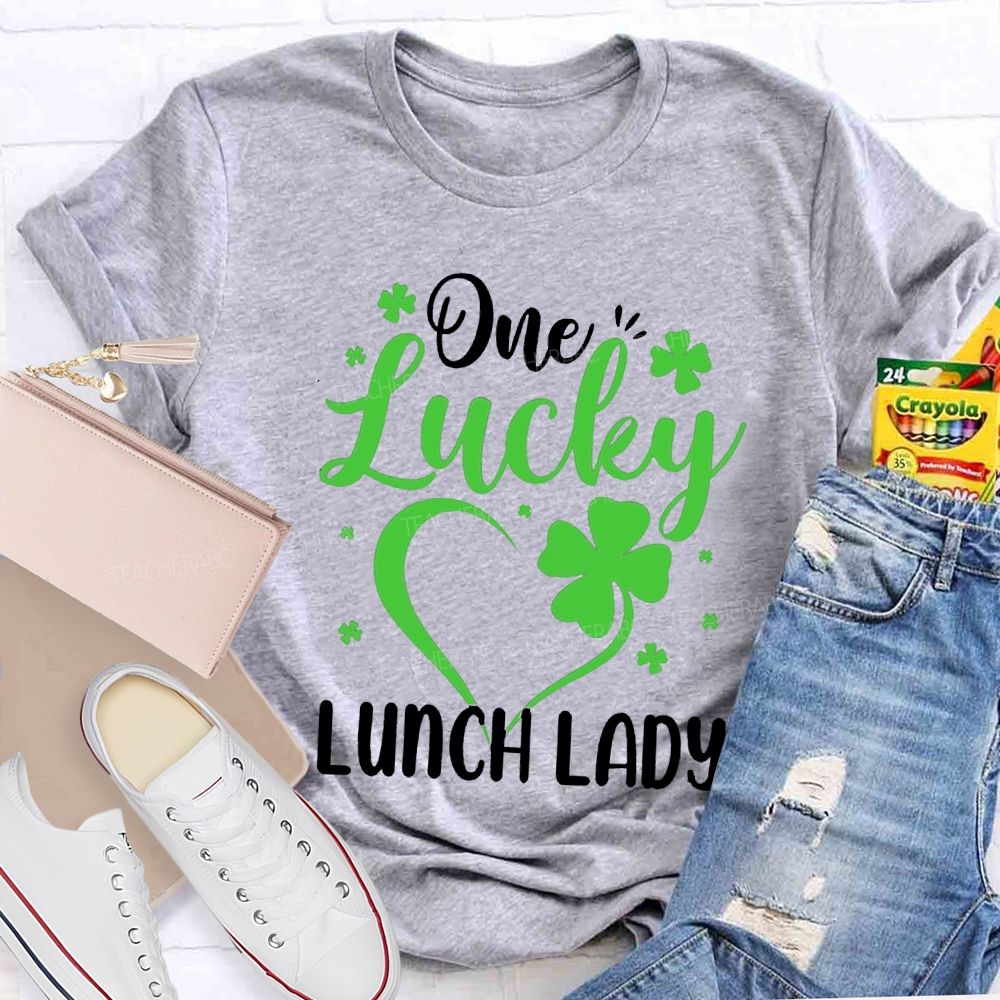 One Lucky Lunch Lady Hearts And Four-Leaf Clovers T-shirt