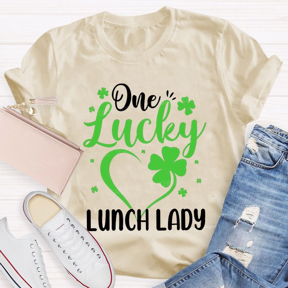 One Lucky Lunch Lady Hearts And Four-Leaf Clovers T-shirt