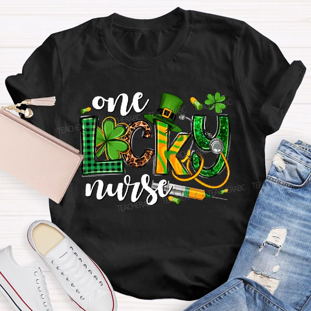 One Lucky Nurse Magic Hat And Clover T-shirt