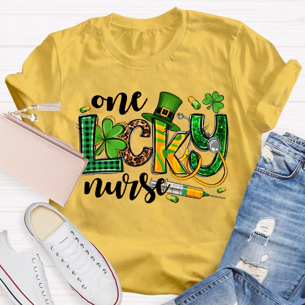 One Lucky Nurse Magic Hat And Clover T-shirt