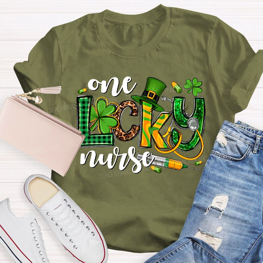 One Lucky Nurse Magic Hat And Clover T-shirt