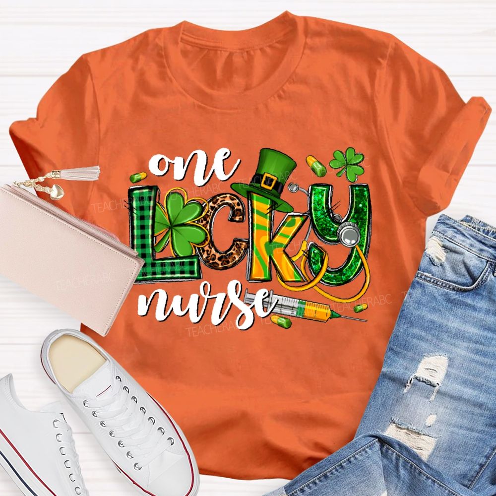 One Lucky Nurse Magic Hat And Clover T-shirt