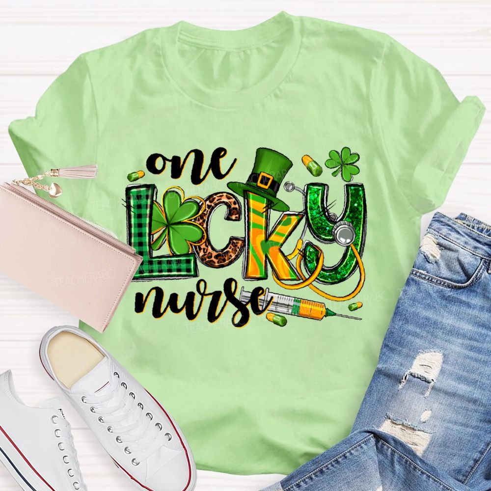 One Lucky Nurse Magic Hat And Clover T-shirt
