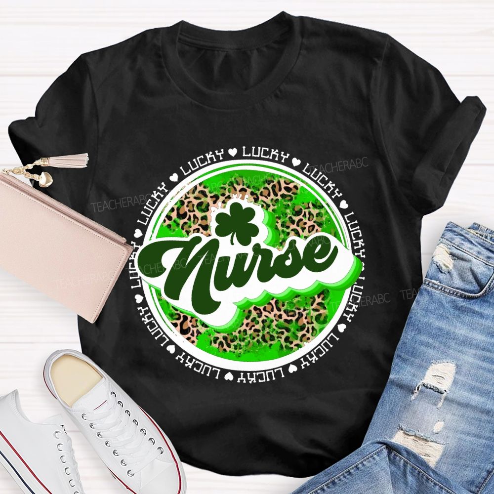 Lucky Nurse Leopard Print And Clover T-shirt