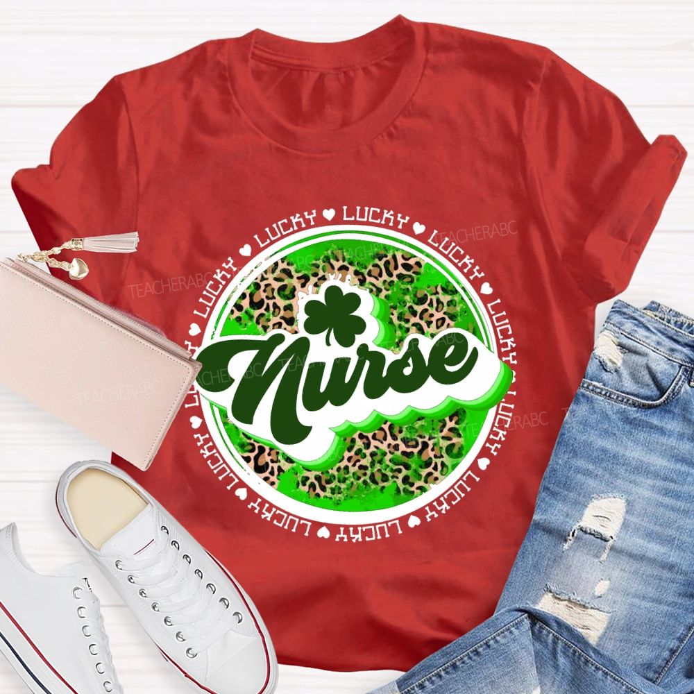 Lucky Nurse Leopard Print And Clover T-shirt