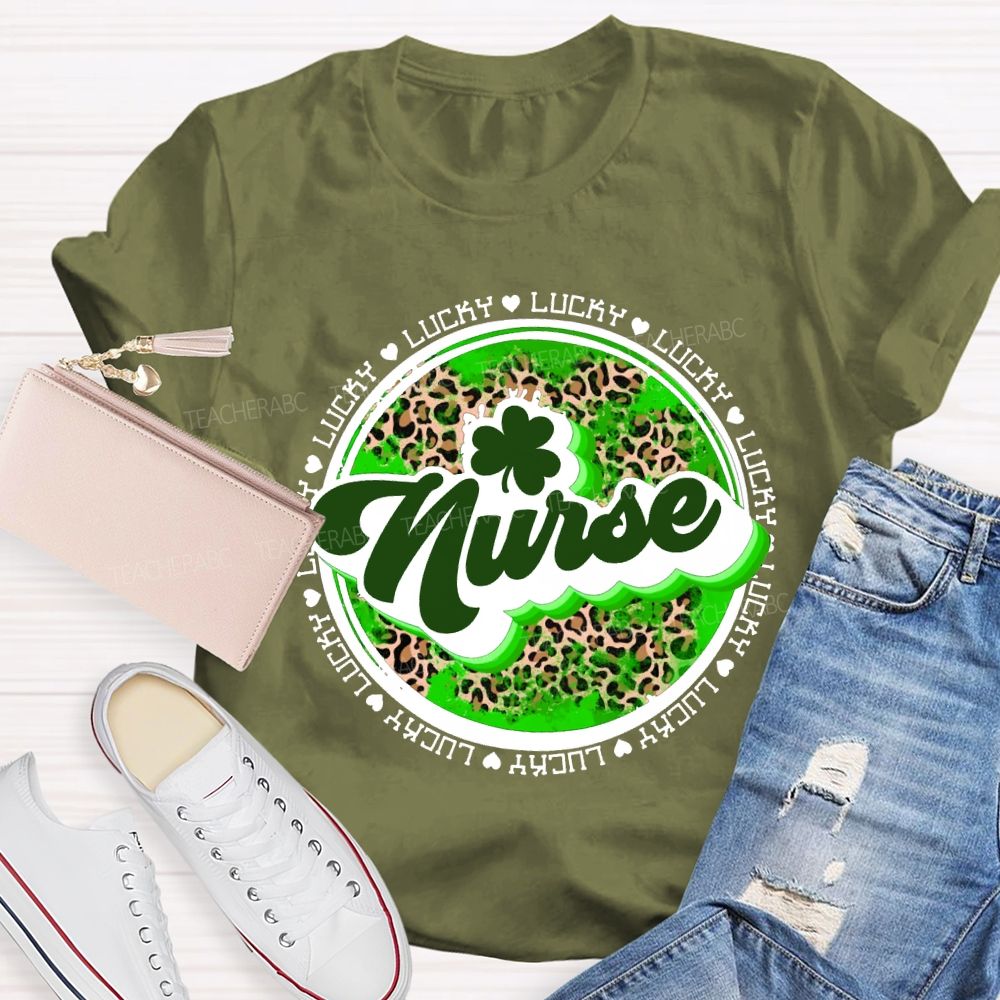 Lucky Nurse Leopard Print And Clover T-shirt