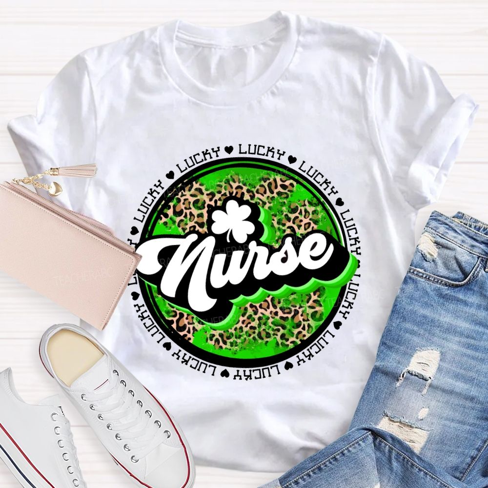 Lucky Nurse Leopard Print And Clover T-shirt