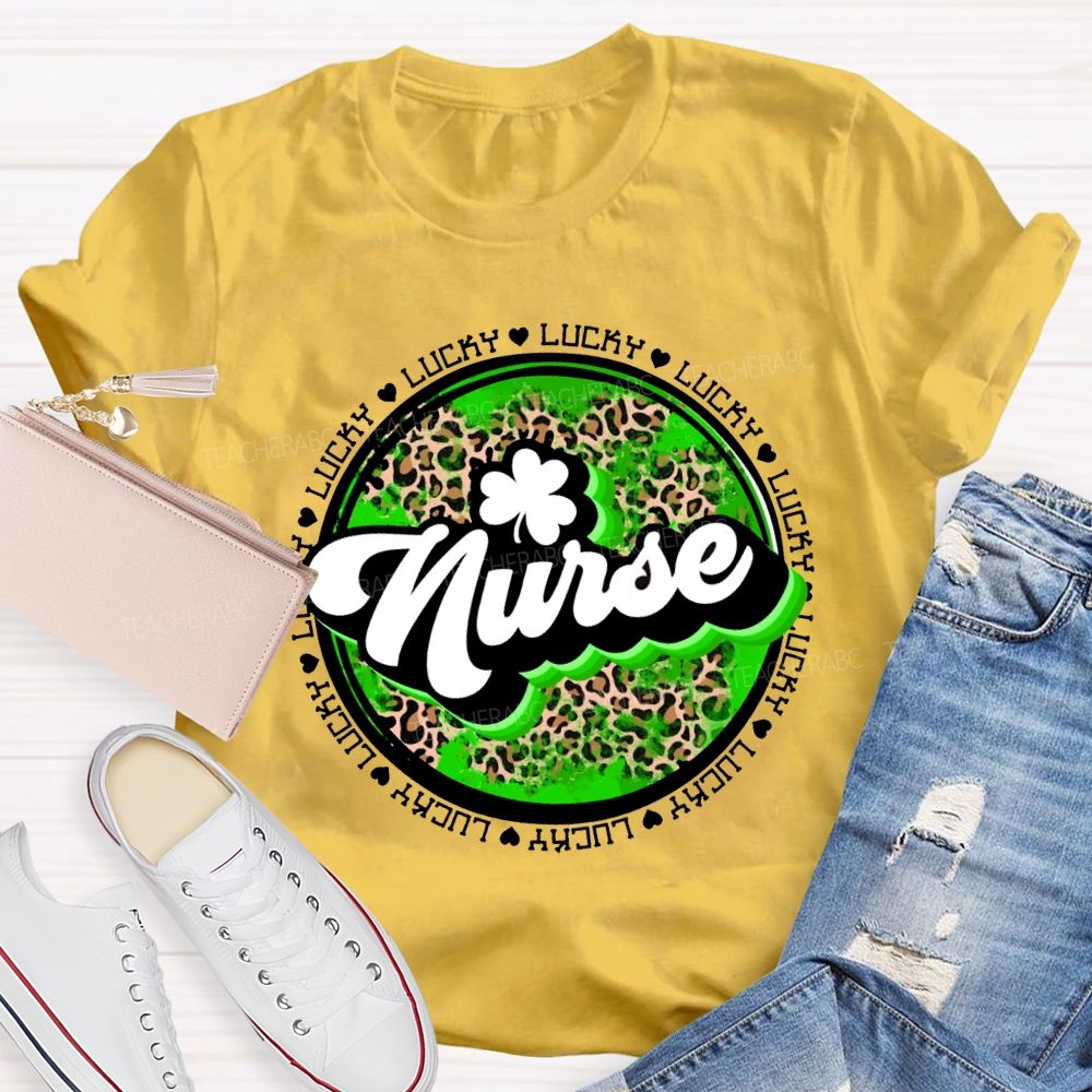 Lucky Nurse Leopard Print And Clover T-shirt
