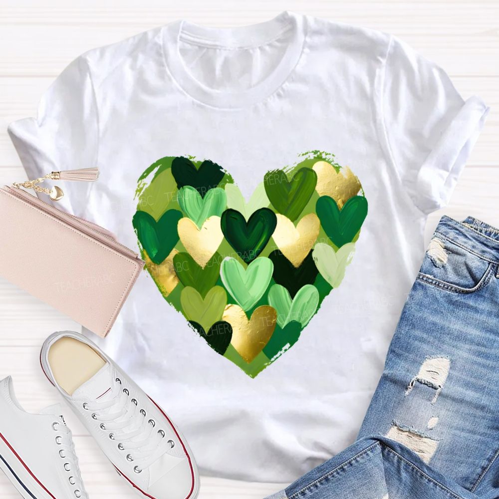 St. Patrick's Day Heart Teacher T-shirt