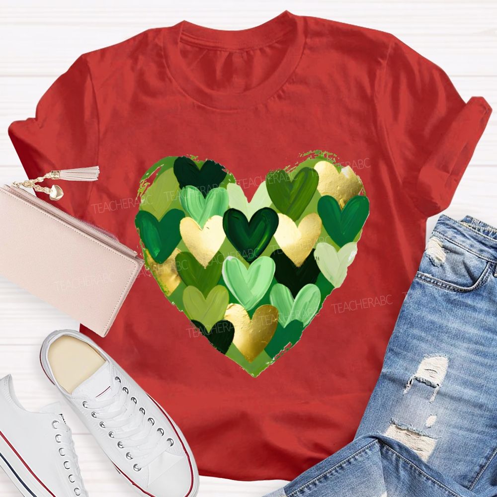 St. Patrick's Day Heart Teacher T-shirt