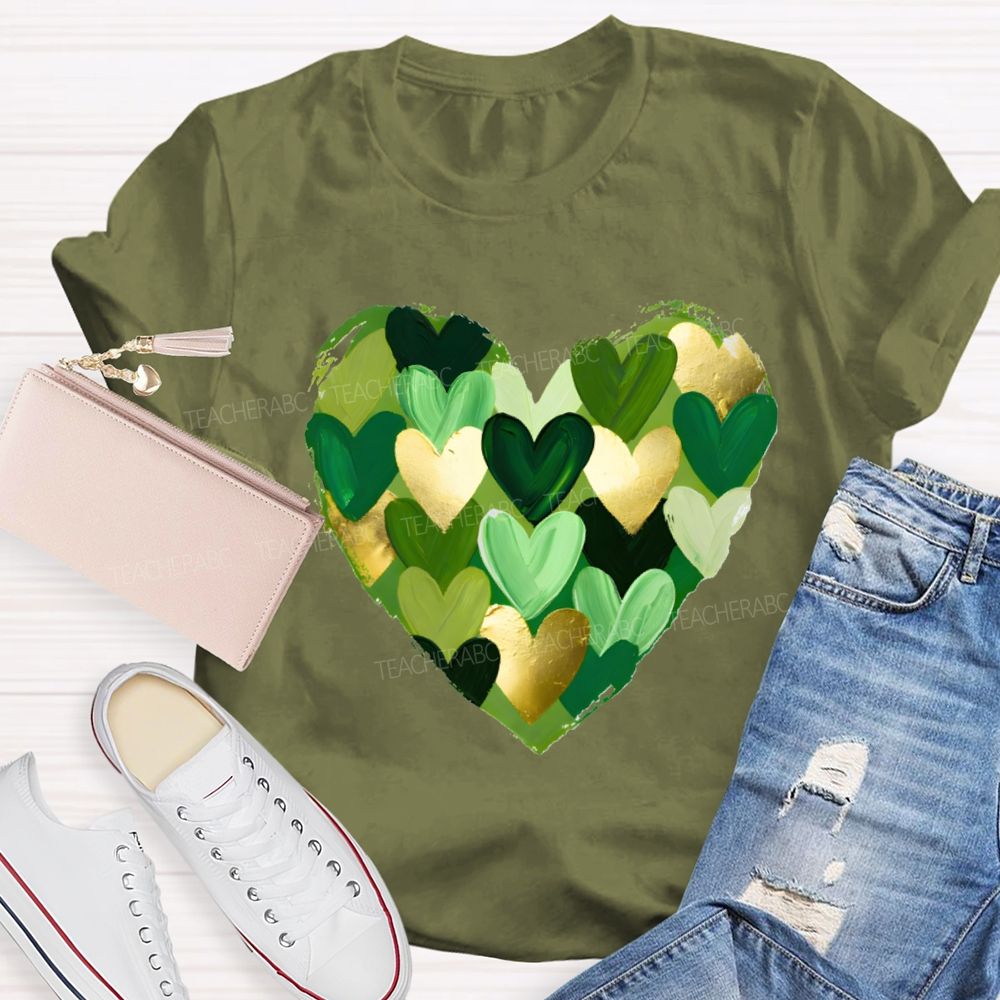 St. Patrick's Day Heart Teacher T-shirt