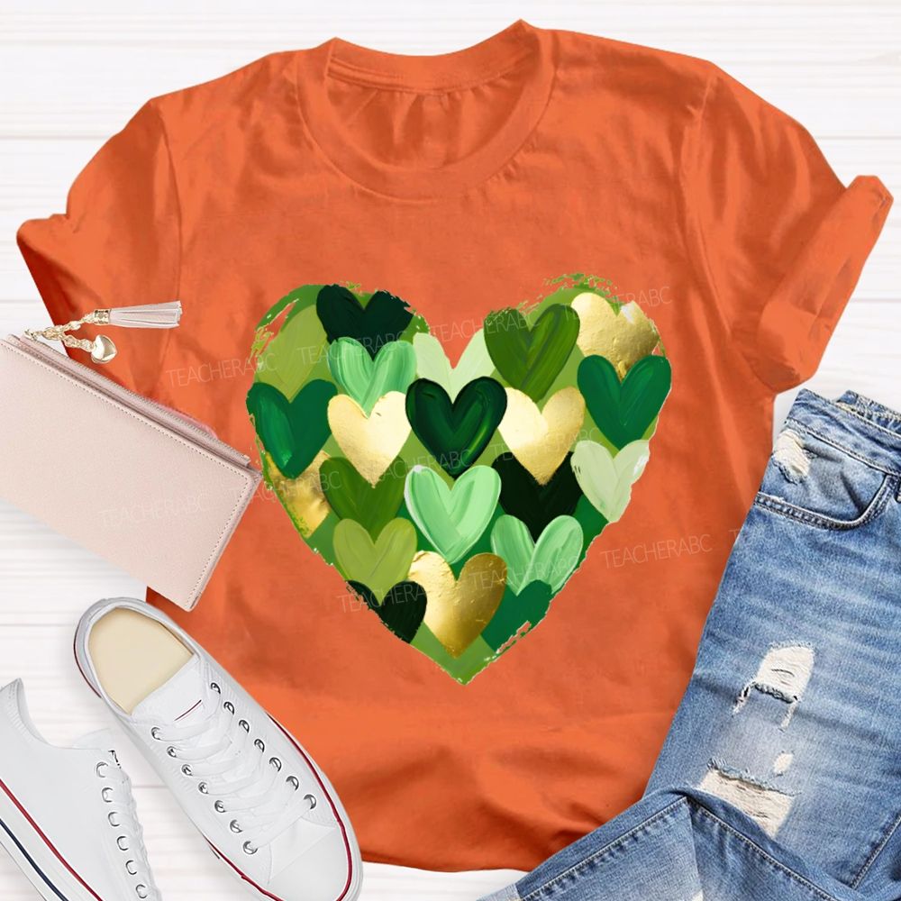 St. Patrick's Day Heart Teacher T-shirt