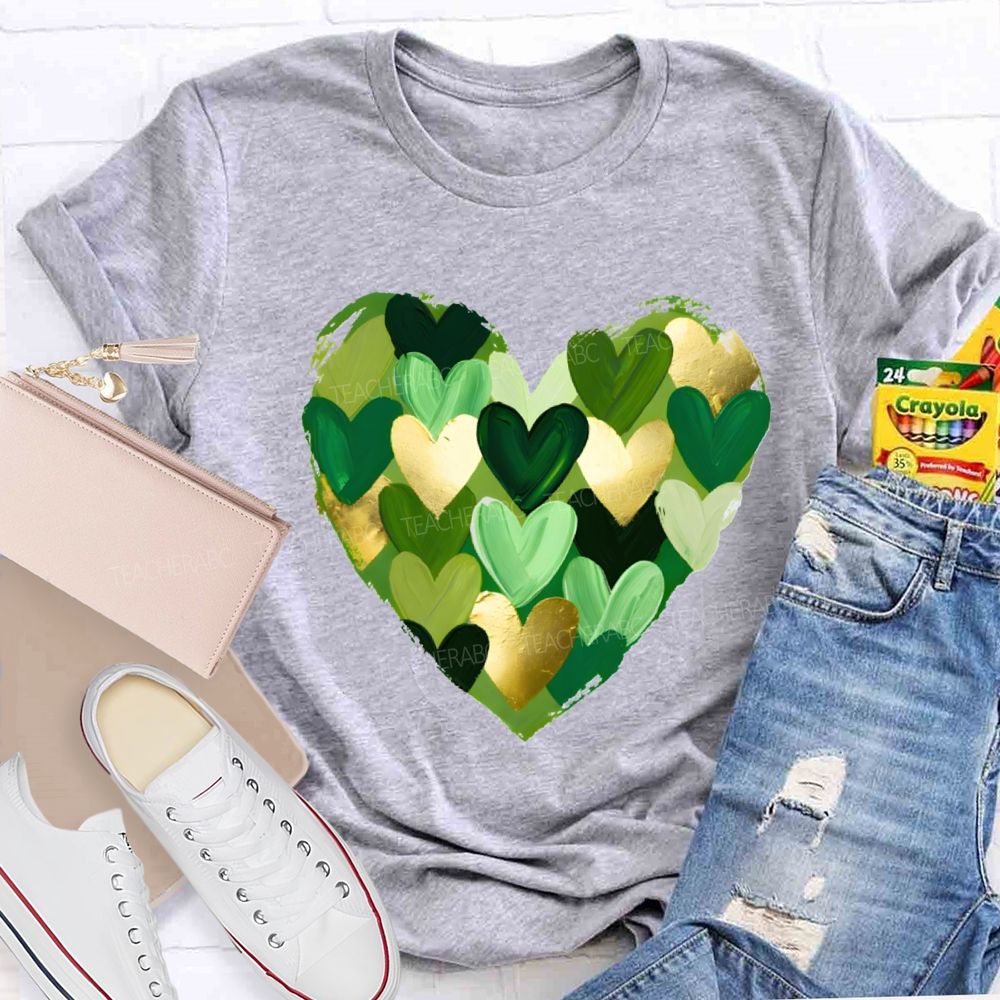 St. Patrick's Day Heart Teacher T-shirt