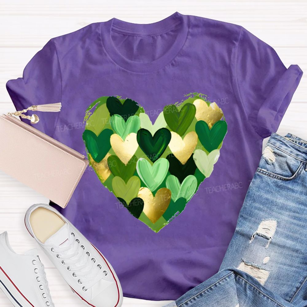 St. Patrick's Day Heart Teacher T-shirt