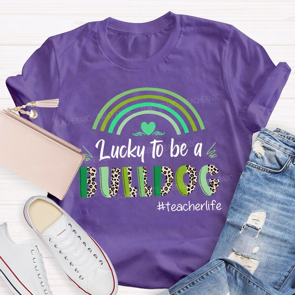 Personalized Mascot Lucky To Be A Bulldog Teacher Life Teacher T-shirt