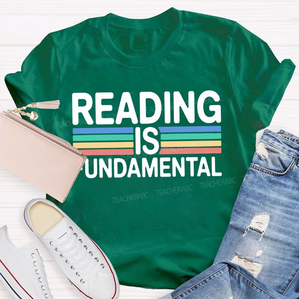 Reading Is Fundamental Colored Lines Teacher T-shirt