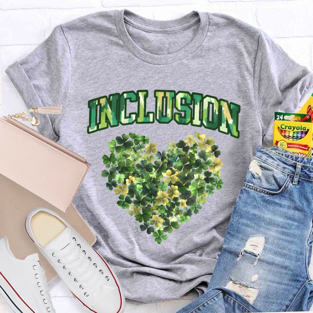 Inclusion Lucky Clover And Heart Print Special Education T-shirt