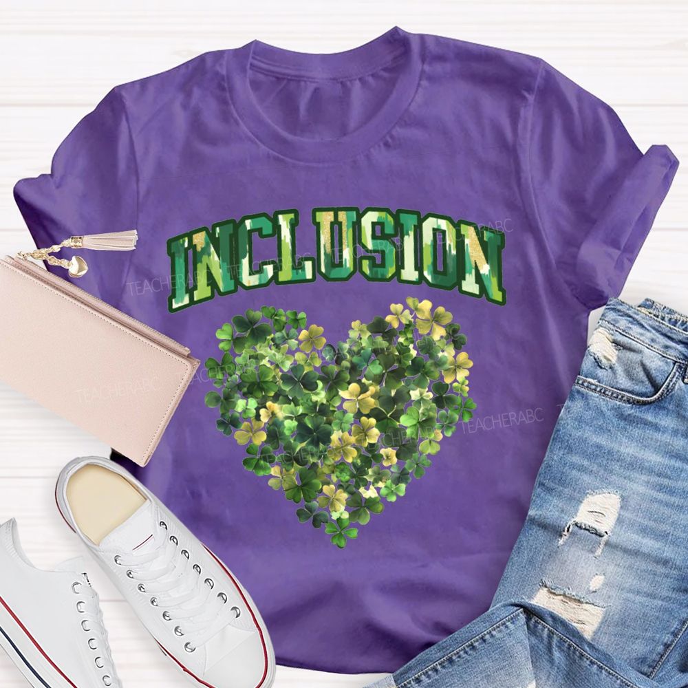 Inclusion Lucky Clover And Heart Print Special Education T-shirt